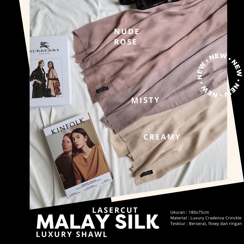 Lasercut Malay silk luxury premium | Pashmina silk Crinckle premium termurah