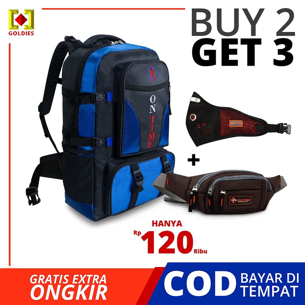 ONTIME Tas Ransel Punggung Backpack Jumbo Tas Pakaian Pria Mudik 35L (Buy 2 Get 3) - Goldiesbags