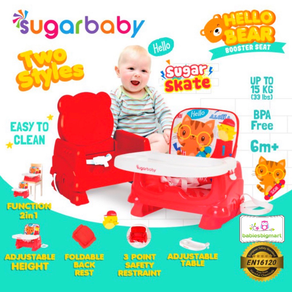 Booster Seat Sugarbaby 4in1 SitOnMe Folded Booster &amp; Chair Hello Bear Kursi Makan Bayi Sugarbaby