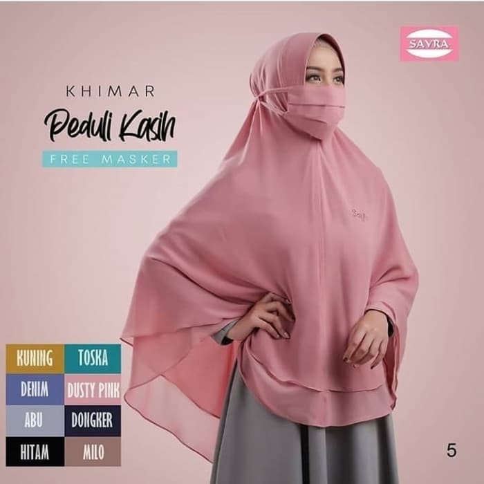 Promo KHIMAR PEDULI KASIH MASKER / HIJAB MASKER /JILBAB MASKER / KERUDUNG Terlaris