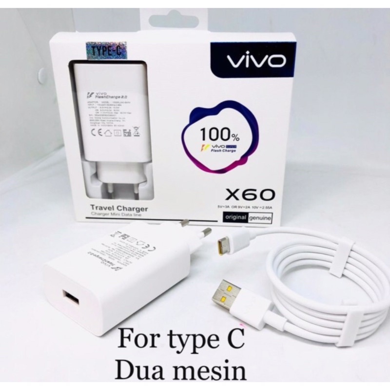 Charger VIVO Ori 100% X60 Fast Charging Colokan Type C