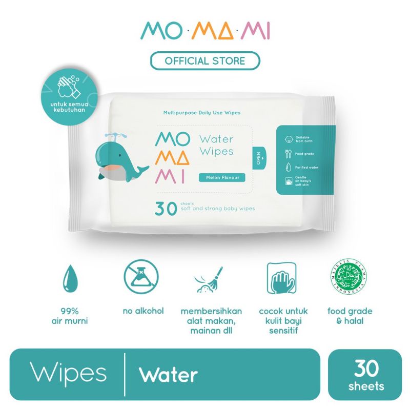 Momami Baby Water Wipes Pure Water Tisu Basah Bayi Air Murni No Parfum