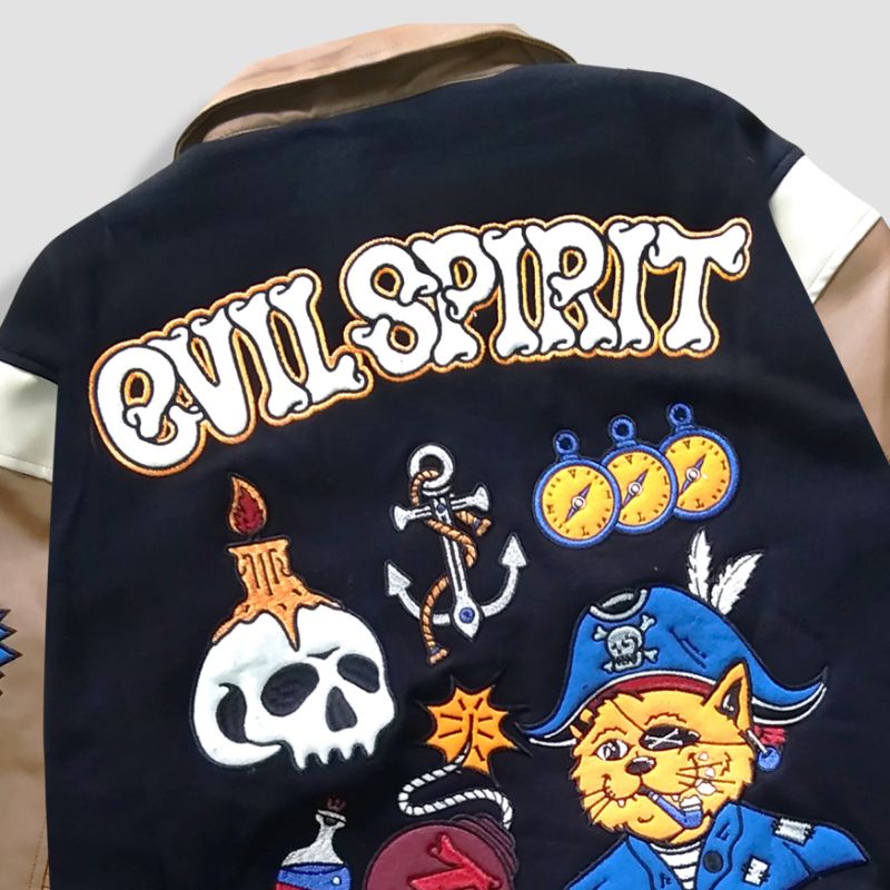 EVILSPIRIT VARSITY JACKET - VARSITY PIRATE BLACK UNISEX