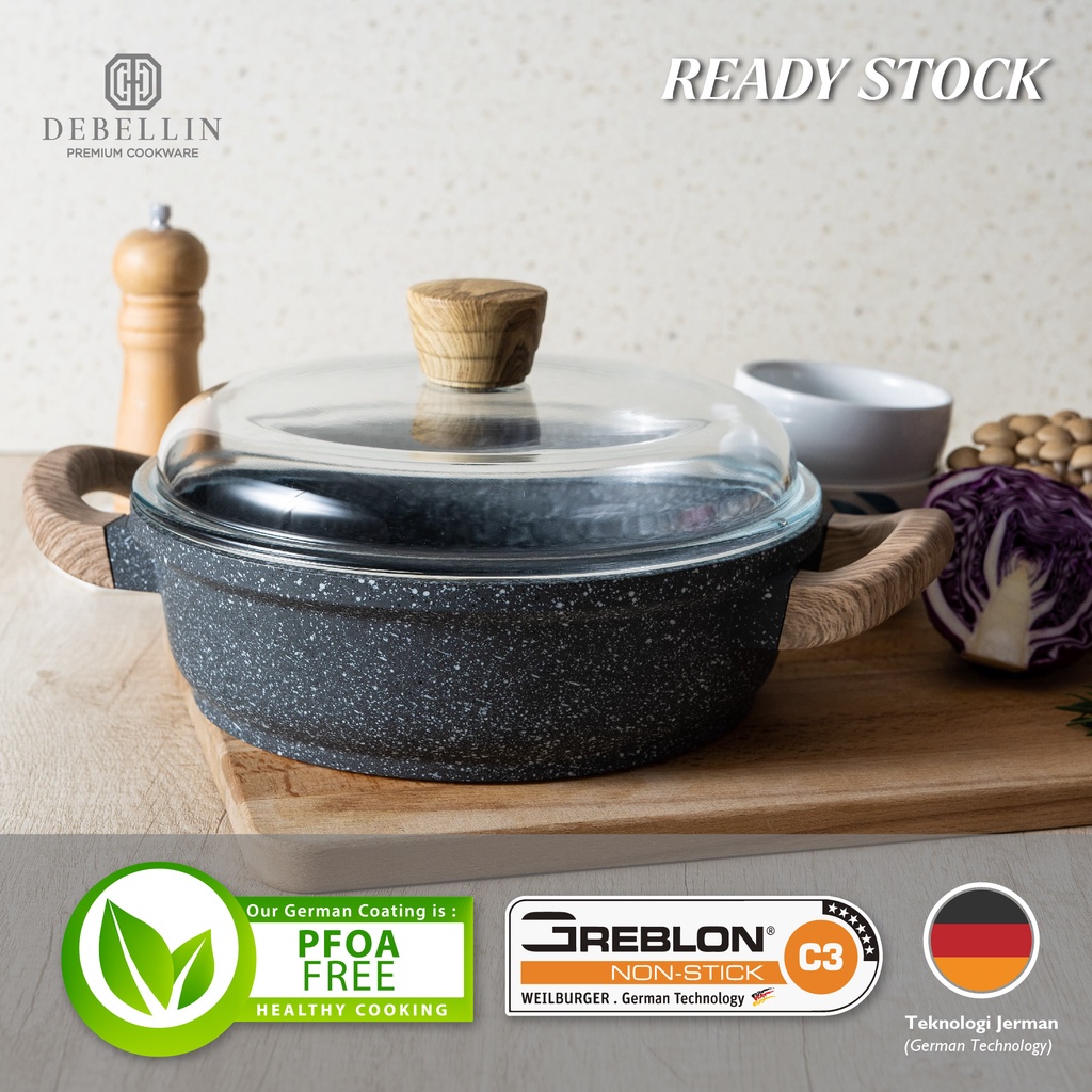 Debellin Grey Granite Shallow Casserole 24 cm