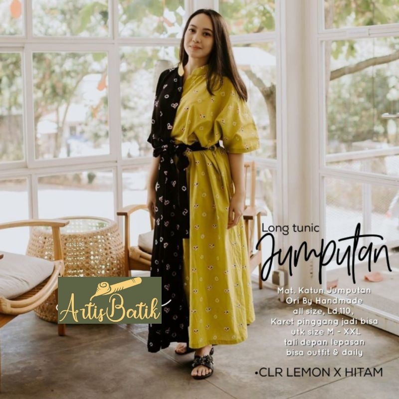 NEW ARRIVAL  LONG TUNIK JUMPUTAN VERIZA CANTIK JUMBO LD XXXXL DRESS  MOTIF JUMPUTAN TRADISIONAL JAVA