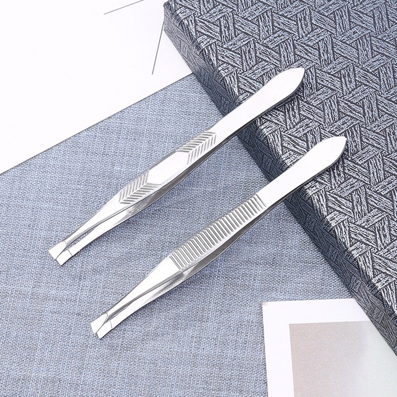 2 Pcs Alat Penjepit Alis Portabel Bahan Stainless Steel Untuk Kecantikan