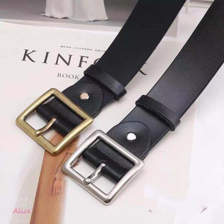 Belt Ikat TaIi Pinggang Fashion Unisex Murah Import Bahan PU Gesper Sabuk Tali Hitam