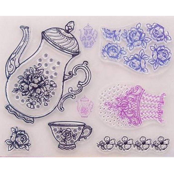 

Clear Stamp (Stempel Transparan/Bening) - Flower Design on Tea Pot