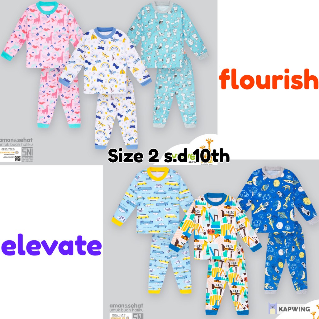 NEW Paket Hemat Bundle 3 Velvet Junior Big Size Anak 2-10 th Dreamwear Piyama Jumbo - Piyama Katun