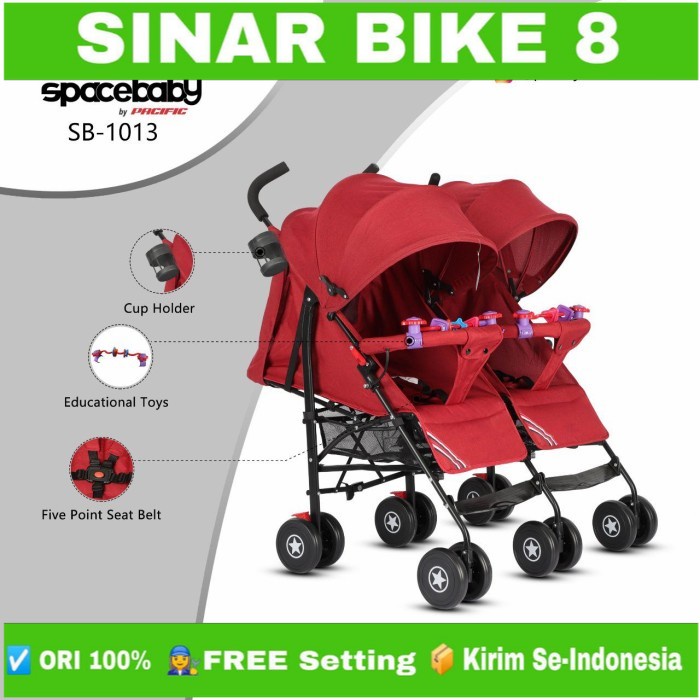 Kereta Dorong Bayi Baby Stoller SPACEBABY SB 1013 Kembar-Twins By Pacific