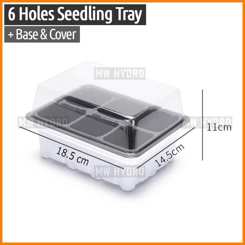 Tray Semai 6 Lubang + Alas + Tutup / 6H Seedling Tray, Base &amp; Cover