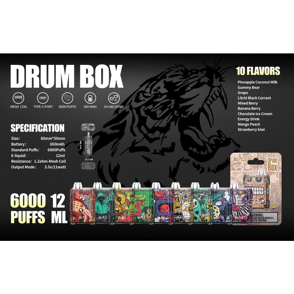 DRUM BOX Disposable Pods Bar / Vape Sekali Pakai - 6000 Puff All Flavors