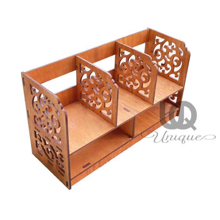 Wood Storage Rack Bookcase - Rak Organizer Penyimpanan Kayu Buku