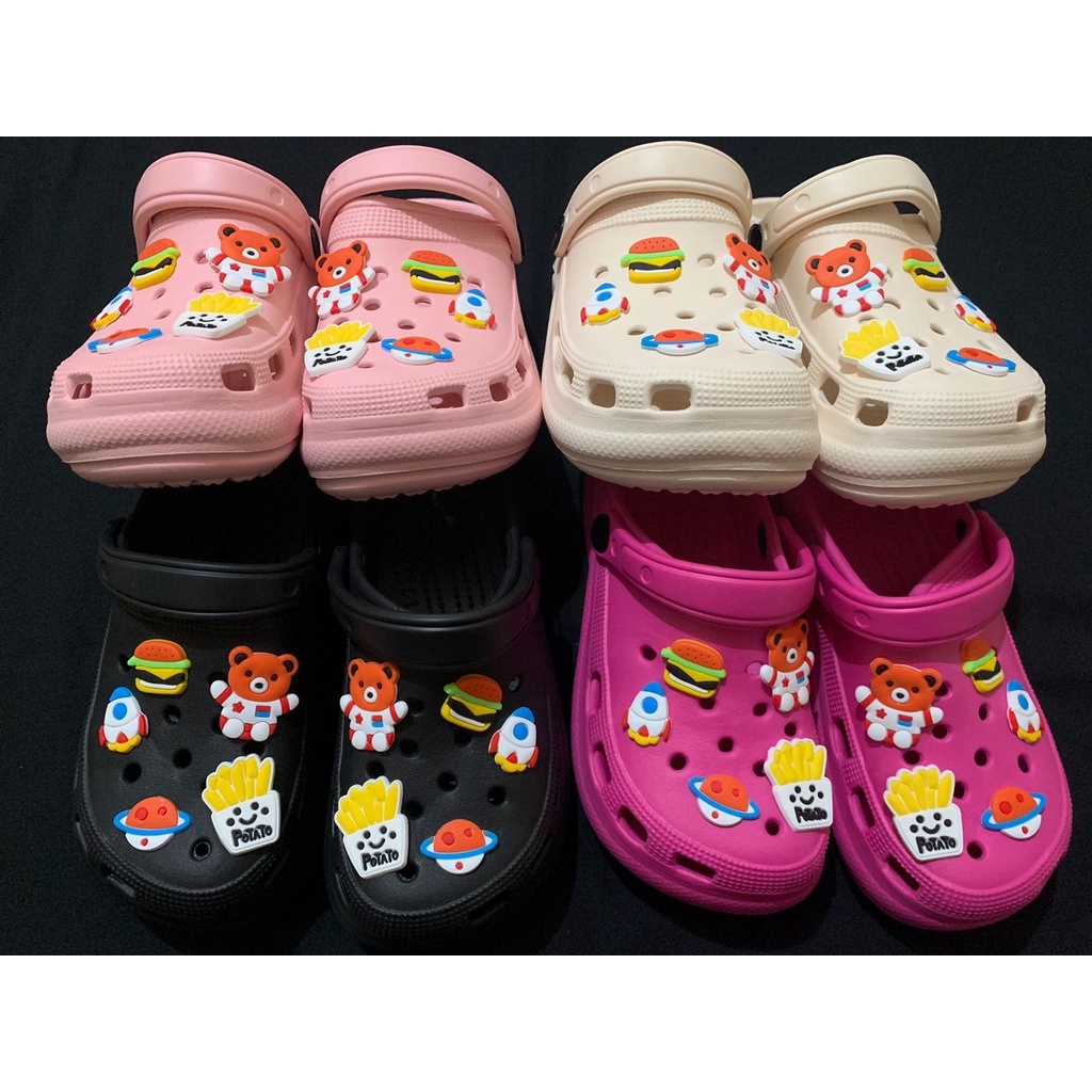 Sandal wanita remaja classic Bae Clog platform Jibbitz lucu / Sandal Fashion Wanita Mode Bae Clog
