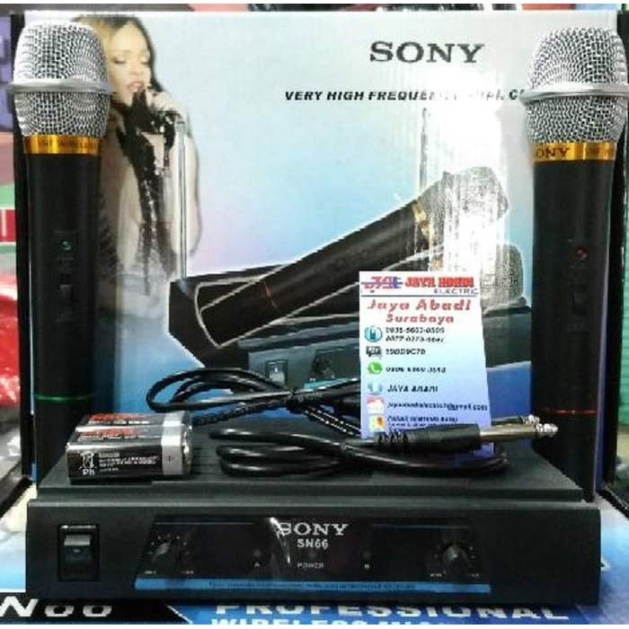 Sony SN- 66 microphone wireles double suara mantap 2 mic genggam suara mantap