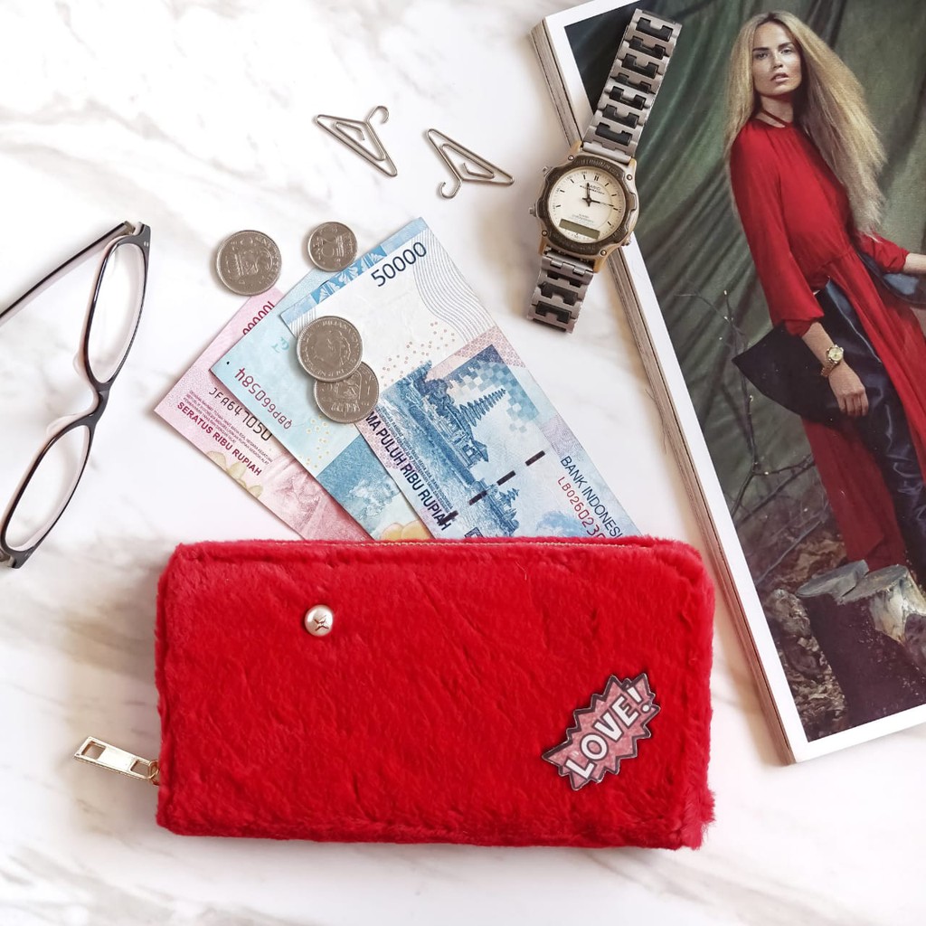 DOMPET LOVE FLUFFY WALLET ALA HARAJUKU