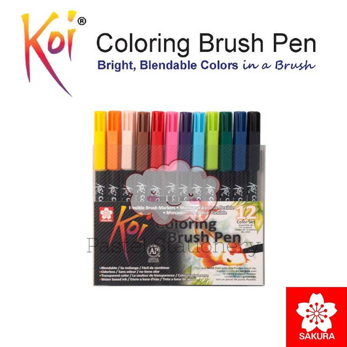 

Sakura Koi Coloring Brush Pen Set 12 Colors - Spidol Kuas Warna