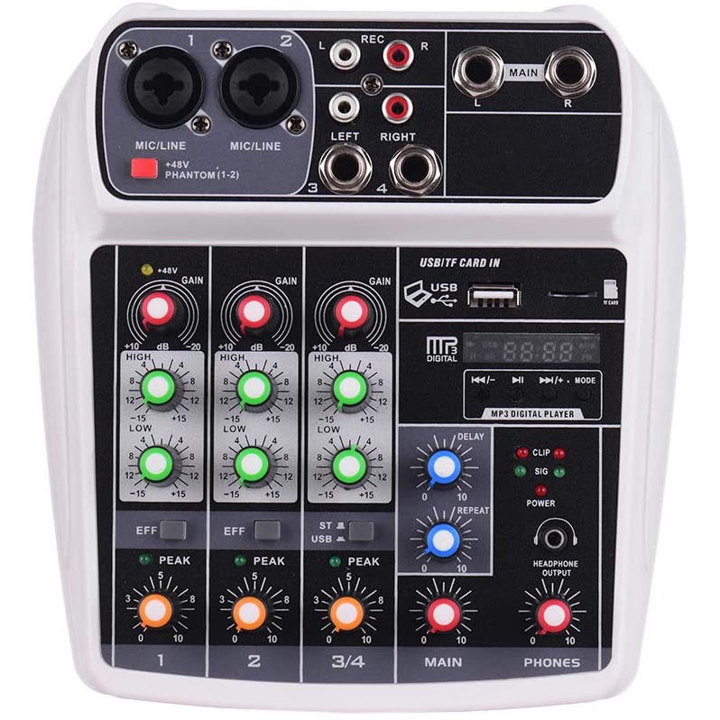 Muslady Professional Compact Mixing Console Mixer 4 Channel Phantom Power 48V - AI-4