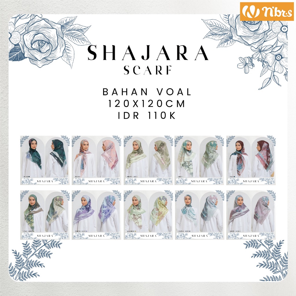 NIBRAS HIJAB SHAJARA SCARF HIJAB MODERN KEKINIAN BAHAN VOAL MOTIF PRINT by NIBRAS HIJAB