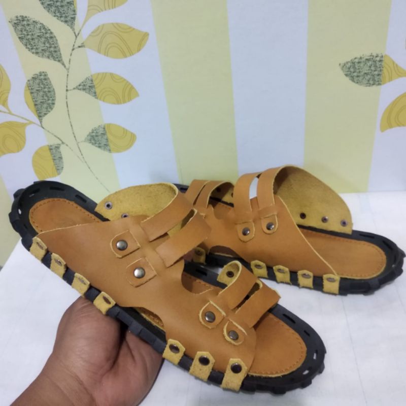 Sandal kulit pria sandal kulit asli pria masa kini 100% kulit asli