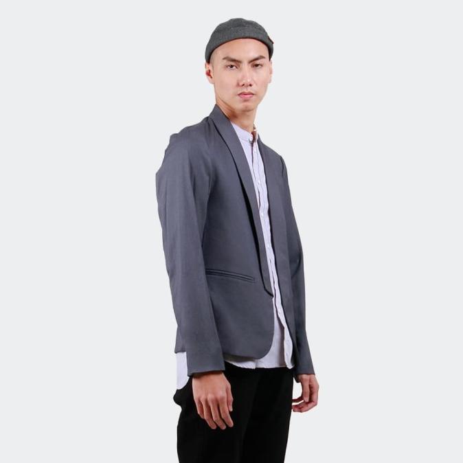 Hubbu Blazer Casual Pria B02767H Abu-abu