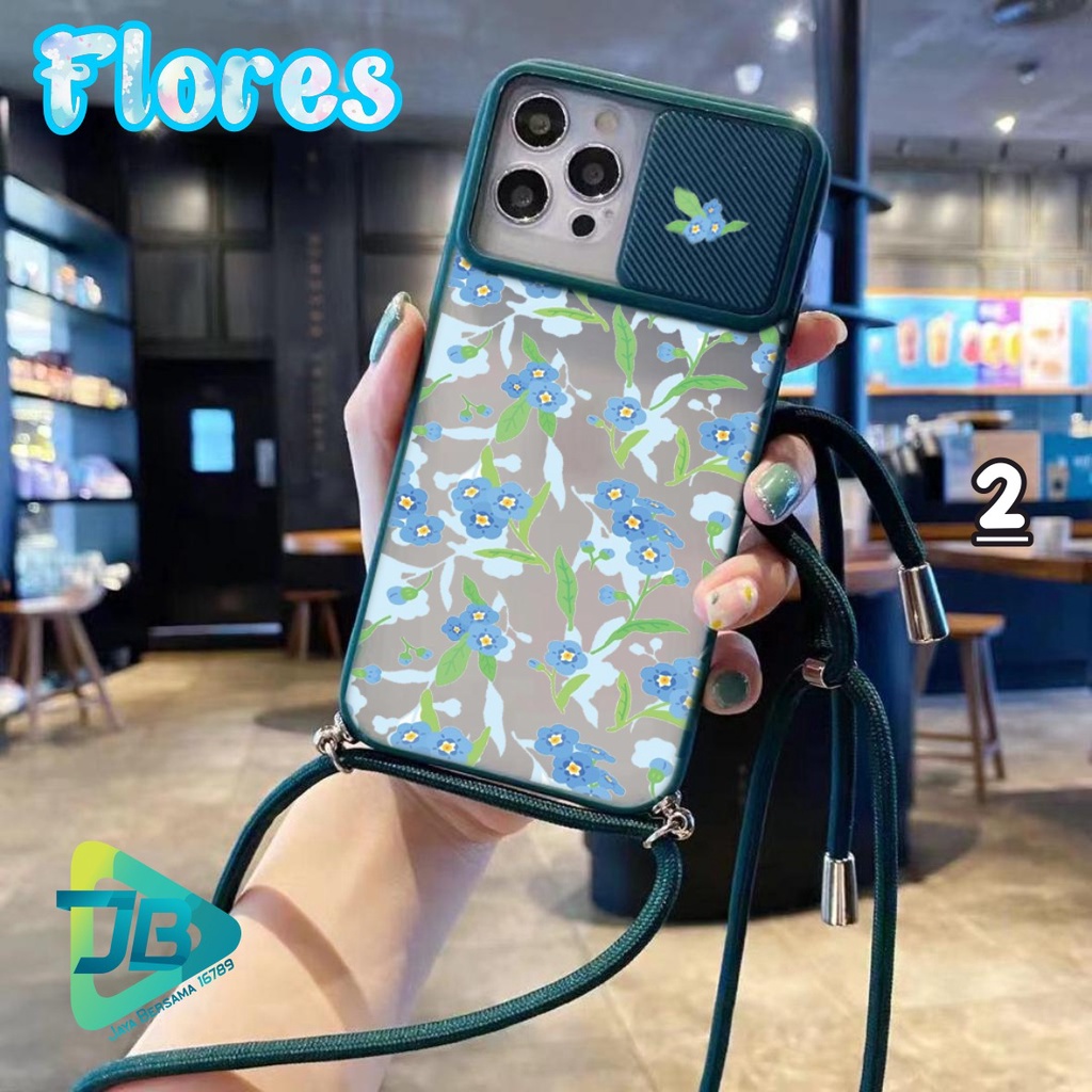 SOFTCASE SLINGCASE SLIDE PELINDUNG KAMERA FLORES SAMSUNG OPPO VIVO REALME IPHONE XIAOMI JB4797