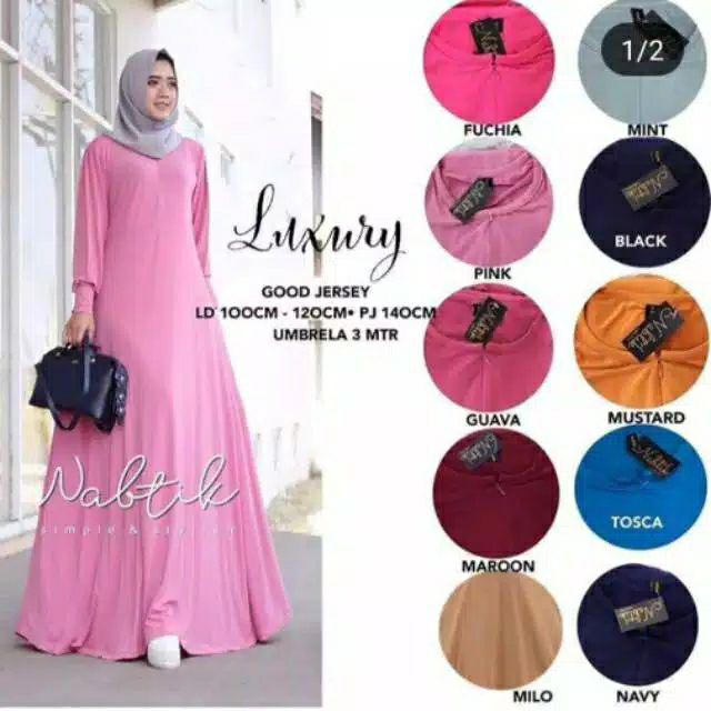 GAMIS JERSEY POLOS TEBAL MAYUNG BUSUI HITAM PREMIUM LD 90CM & 100CM