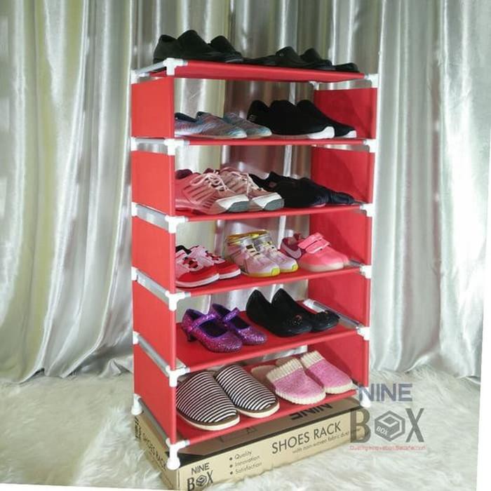 Rak Lemari Sepatu Shoe Shoes Rack Nine Box Type W6 6 Susun Hitam Se Shopee Indonesia