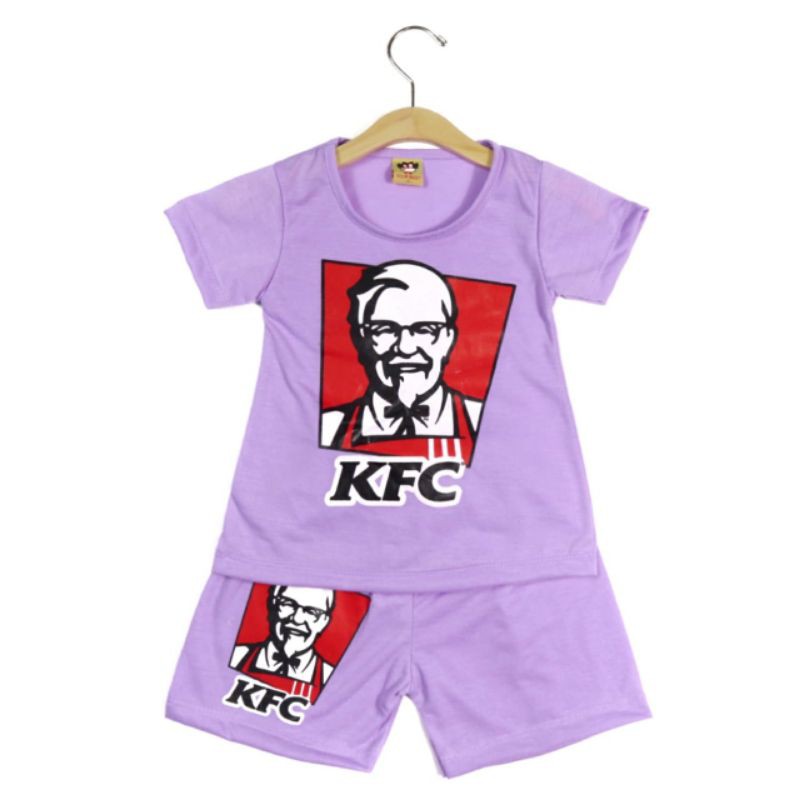 SETELAN BAJU ANAK PEREMPUAN SIKUNING MOTIF KFC 2-6 TAHUN NEW