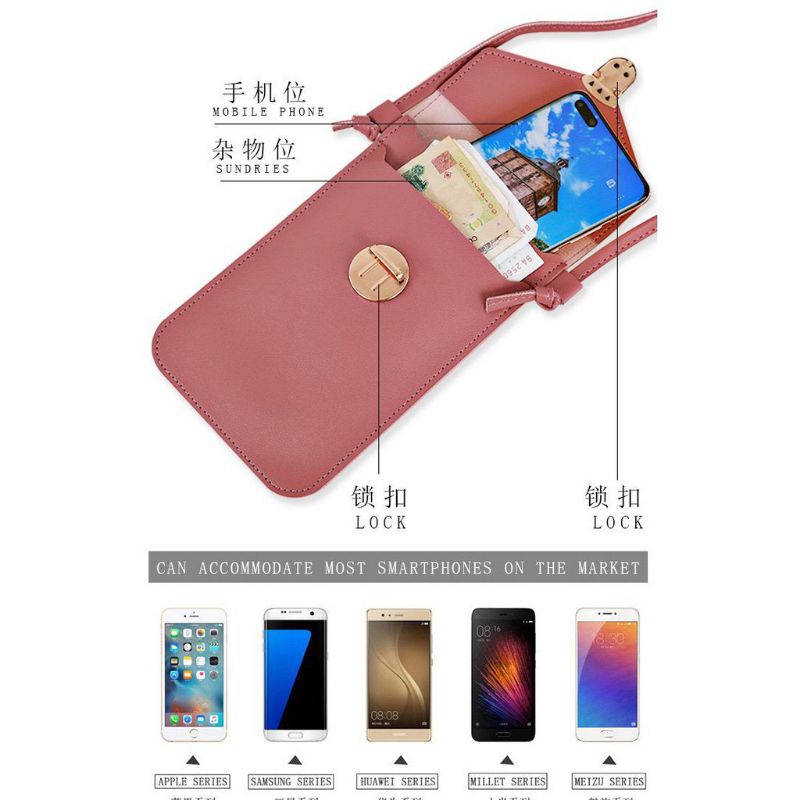 Tas Selempang Wanita Omegos Kulit PU Dompet Wanita Dompet HP Dompet Impor DCW 33