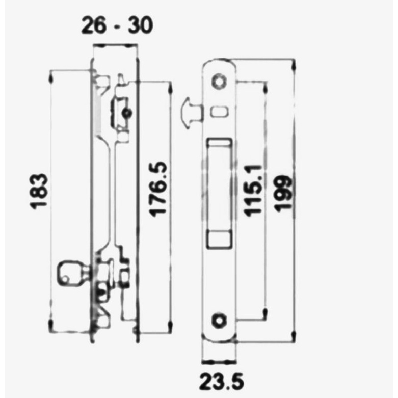 Kunci Pintu Sliding Geser Tanam Oval Dekkson RA 6/ Kunci DKS RA6