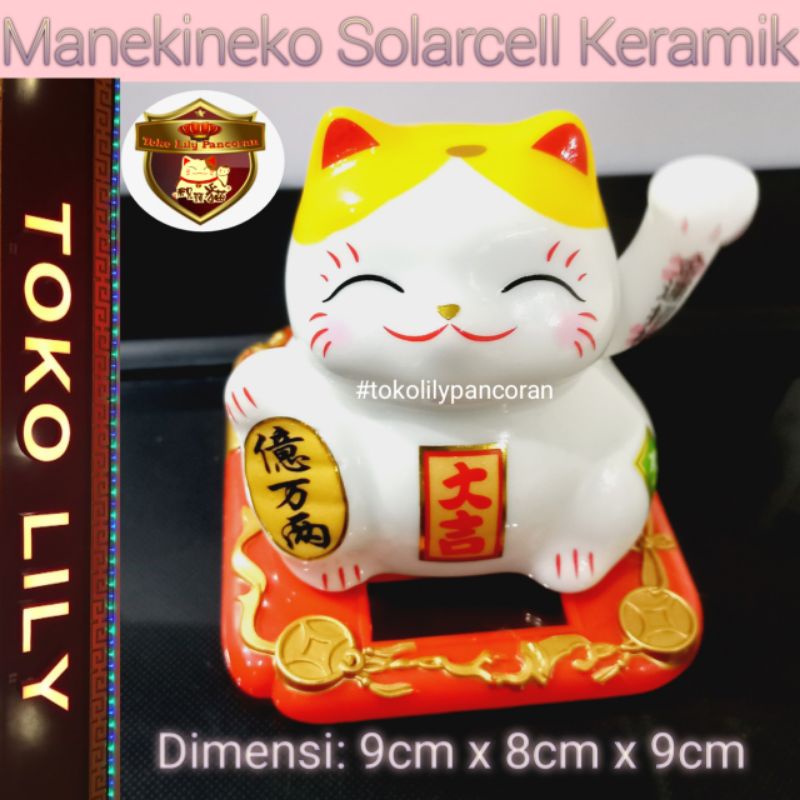 Manekineko Lucky cat Fortune Cat Keramik Solarcell