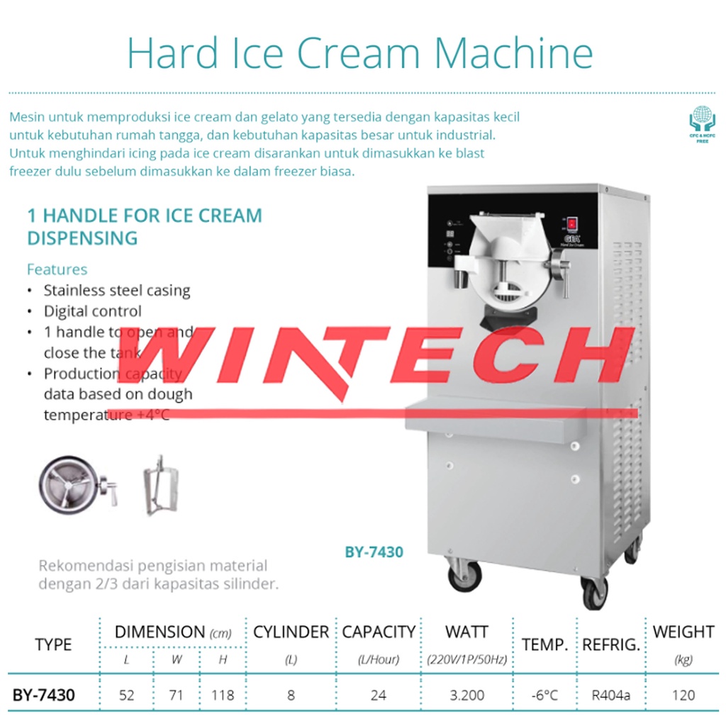 By-7430 Hard Ice Cream Machine / Mesin Pembuat Hard Ice Cream Machine