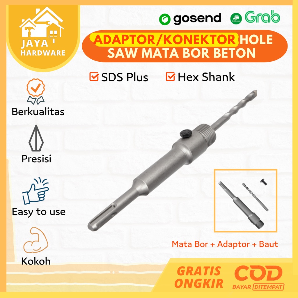 Adaptor Penyambung Mata Bor Hole Saw Holesaw Beton Pelubang Tembok Pipa Selang AC Set Perkakas Alat 