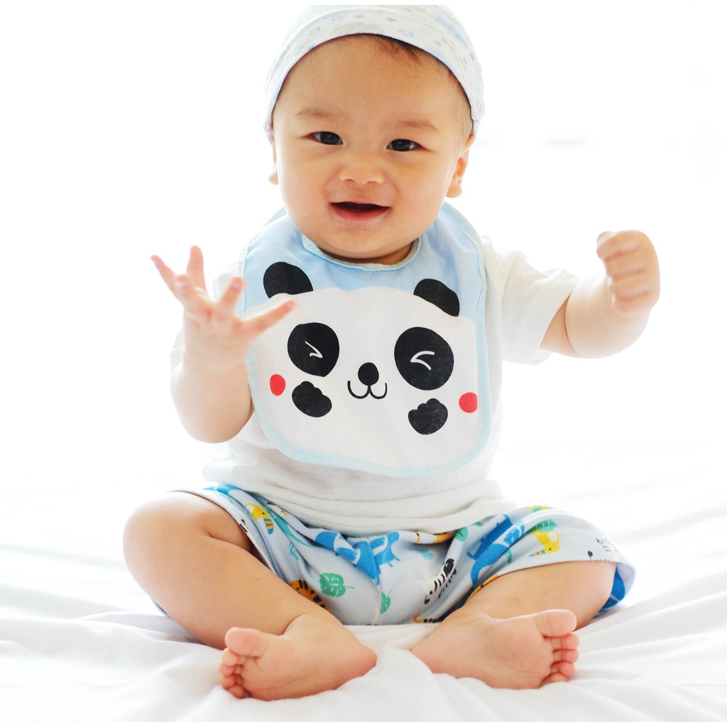 CELEMEK BAYI Bib Slabber Tatak iler Apron Alas Makan Slaber Bayi Lucu Panda Cat WATERPROOF MPASI