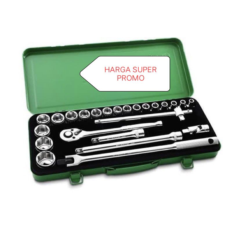Tekiro Kunci Sock Set 1/2 DR 24pcs 6PT [Besi] Kunci Sok 24pcs Tekiro kotak Besi