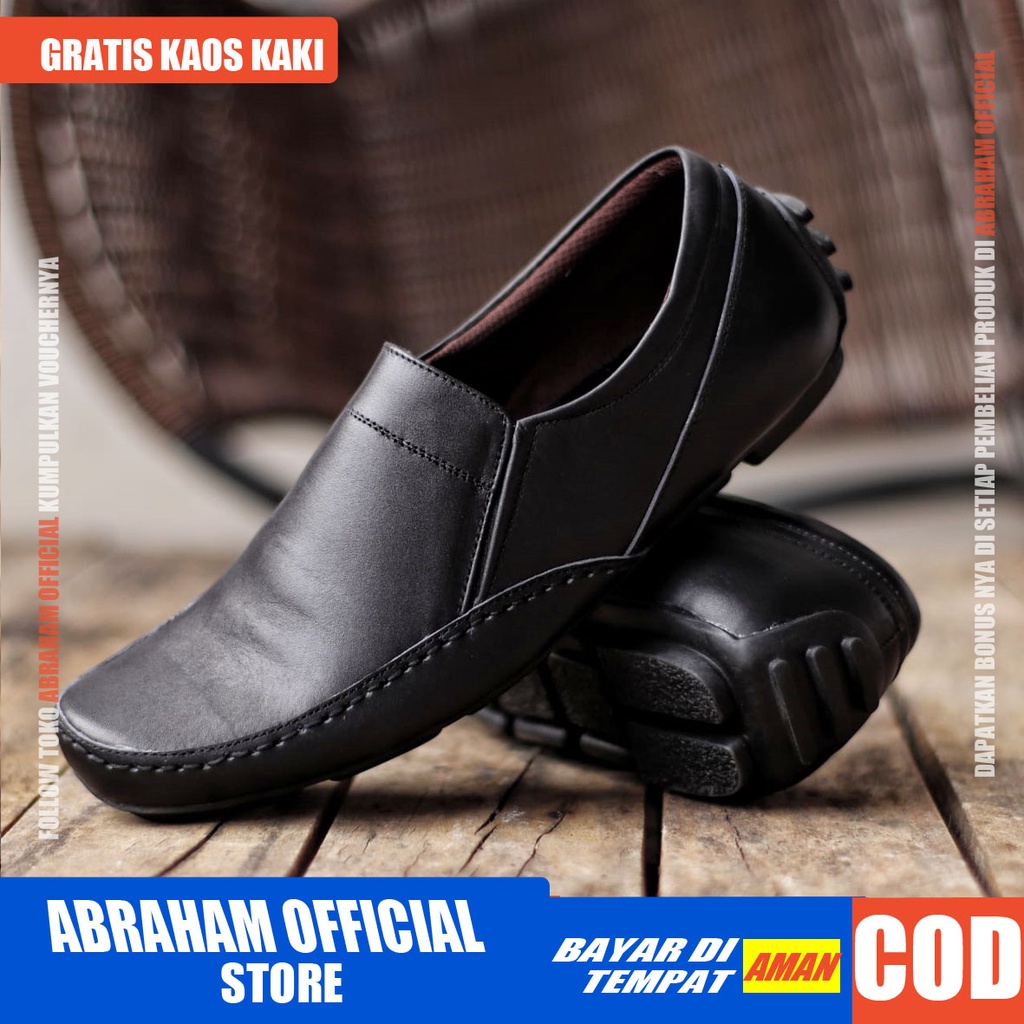 ABRHM x NIBA Sepatu Casual Slip On  Kulit Asli Kasual Formal Pantofel Pria Kerja Kantor Kondangan Original