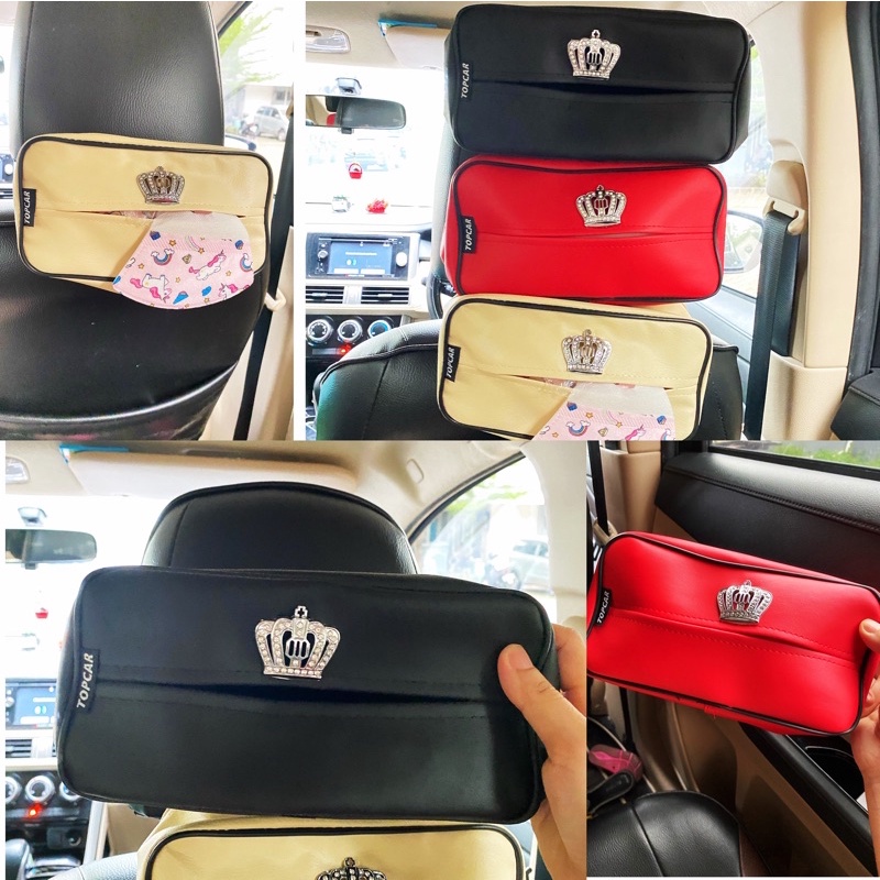 tempat tissue kotak tissue tempat masker mobil gantungan hook mahkota Tempat Tisu Mobil Kotak Tissue Organizer Box Holder Tempat Tisu Jok Mobil Belakang Aksesoris Mobil