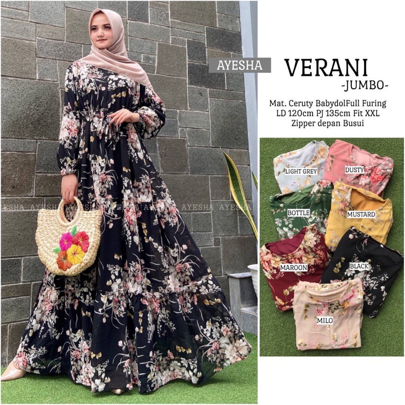 VERANI DRESS by Ayesha : gamis wanita berkualitas nyaman halus berkualitas busui friendly original