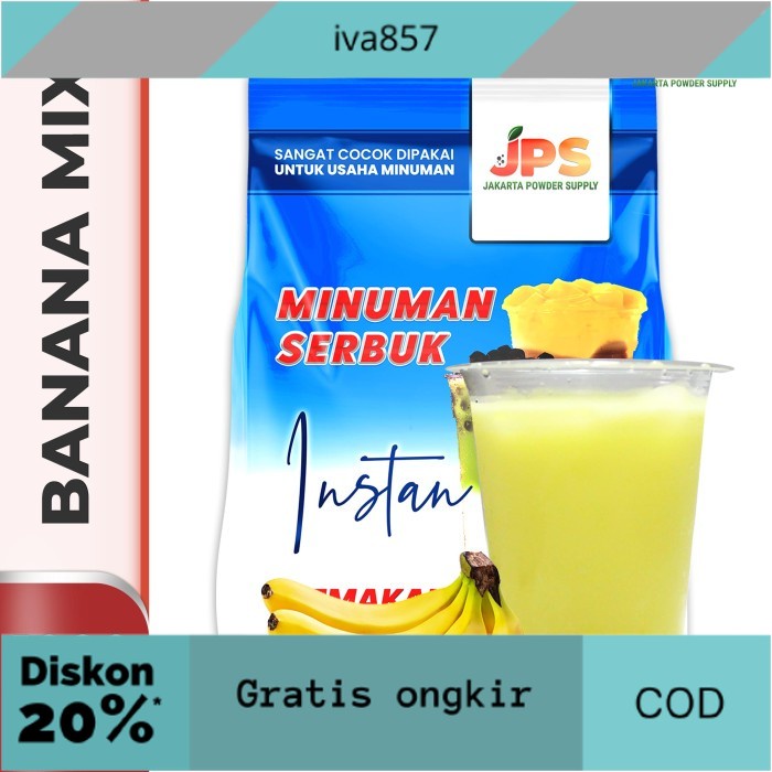 

PROMO Bubuk Minuman Banana Mix Powder Instan JPS Gula GRATIS ONGKIR