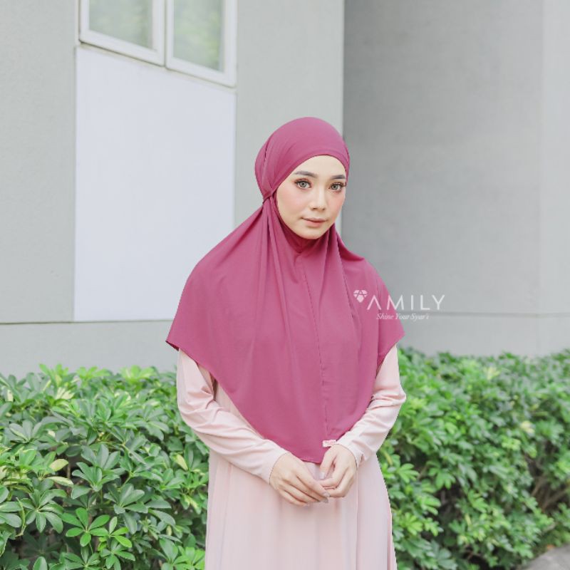 elif bergo hijab instan kekinian original amily-Deep pink