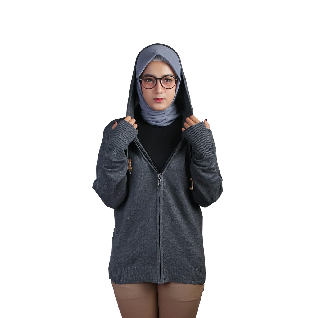 Sweater / Jaket wanita Rajut Ariel POLOS PREMIUM hijab dan casual UNISEX by Galleraj