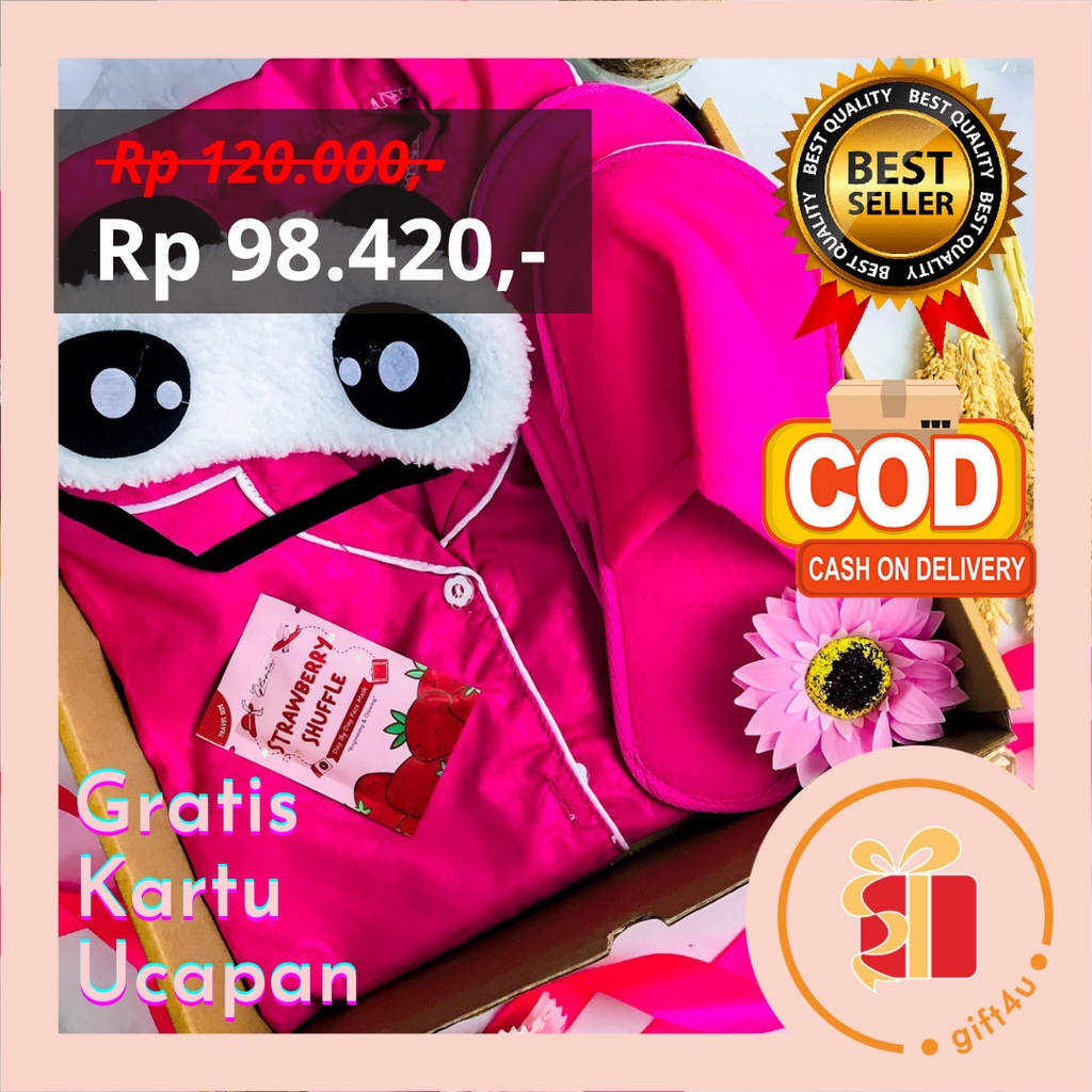 Hampers Cewek Piyama Sandal Tidur Penutup Mata Masker Bubuk Kado Ulang Tahun Hadiah Wisuda Pacar Ann
