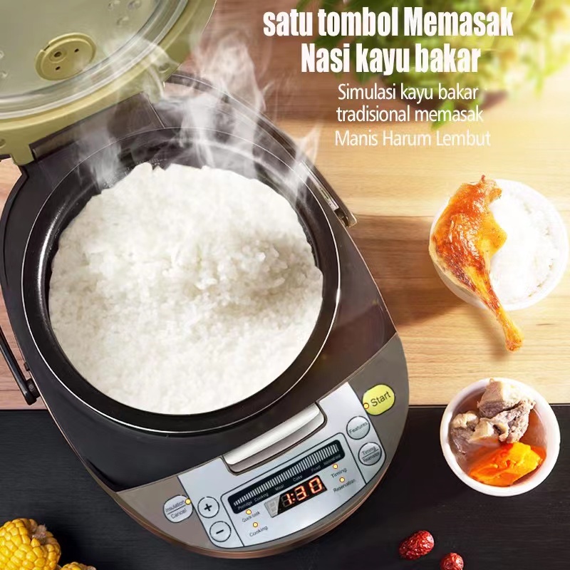 Tahan Lama Multifungsi Rice Cooker TIDAK ADA PENGUKUS Peralatan Rumah Tangga Smart Multi-Fungsi Rice Cooker Penanak Nasi Digital Penanak Nasi Mini 2L