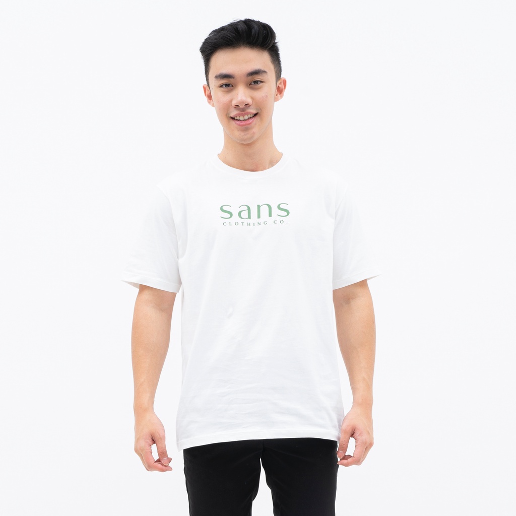 SANVANINA Kaos Putih Logo Sans Hijau Army | D-07 Sans Tee White Army