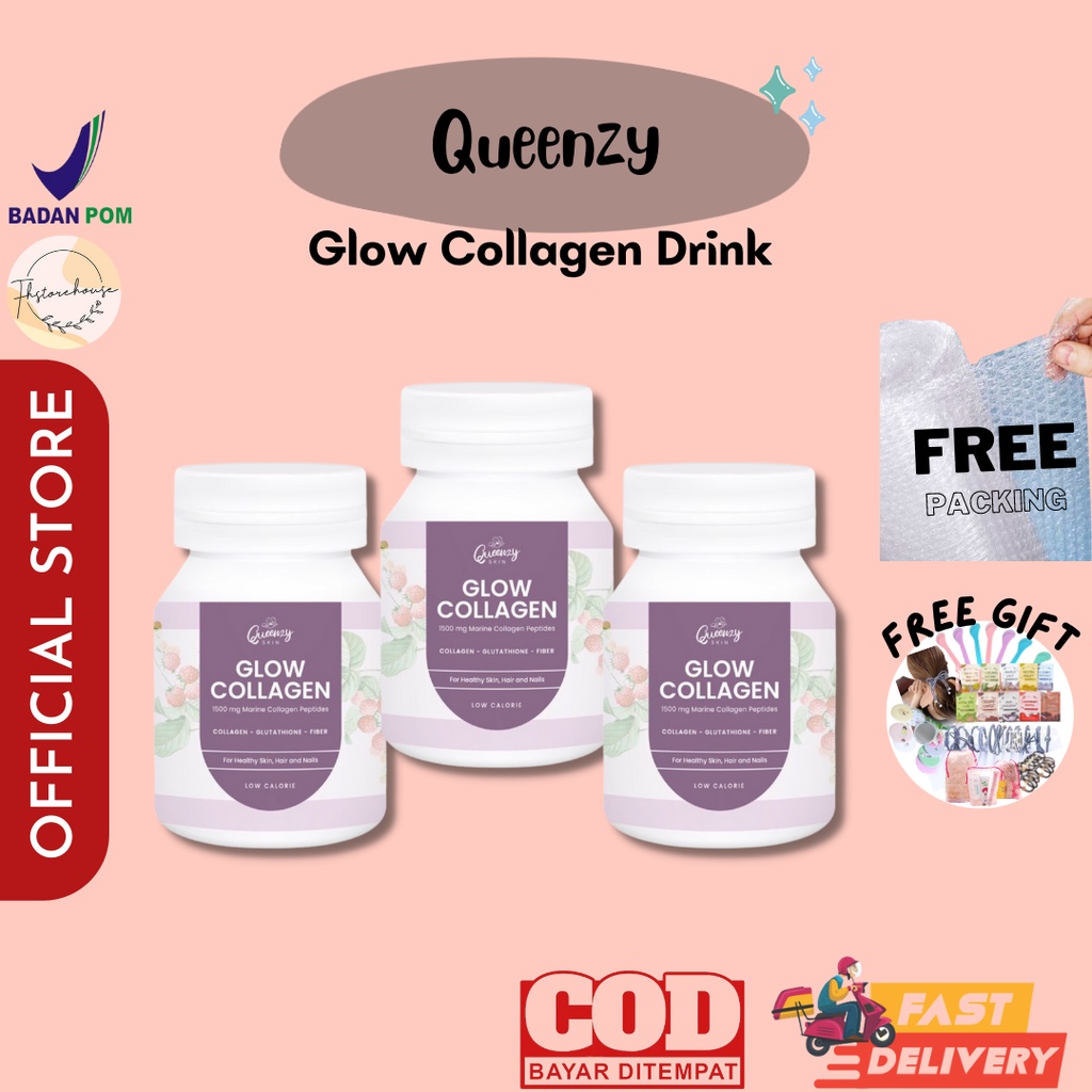 [BUY 1 GET 1 GIFT] READY BPOM Queenzy Glow Collagen Collaglow Quinzyskin | 1500 Marine Collagen Peptides Collagen Drink Queenzy Skin Queenzyskin