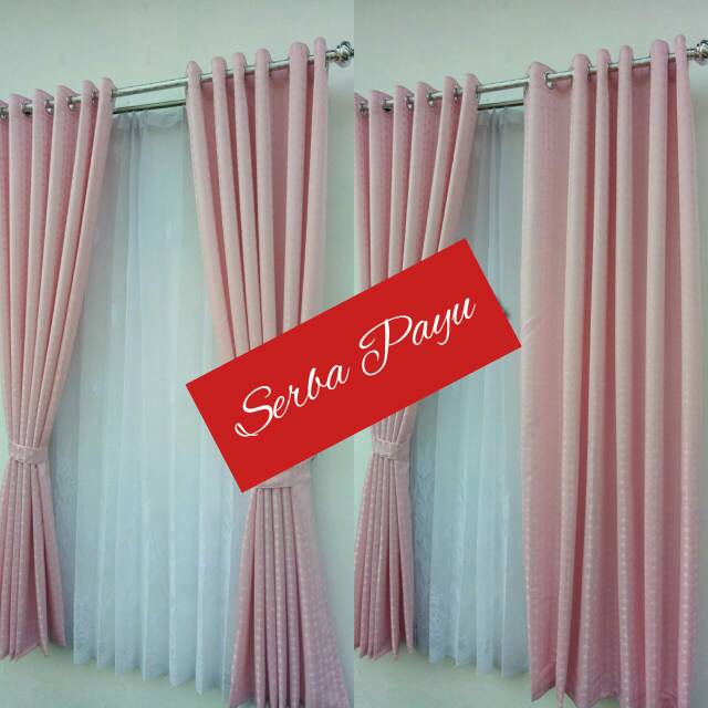 Gorden jendela rumah minimalis pink muda tirai jendela 