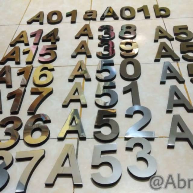 Nomer Rumah Huruf Timbul A-Z / 0-9 Stainless Spon 15 Cm