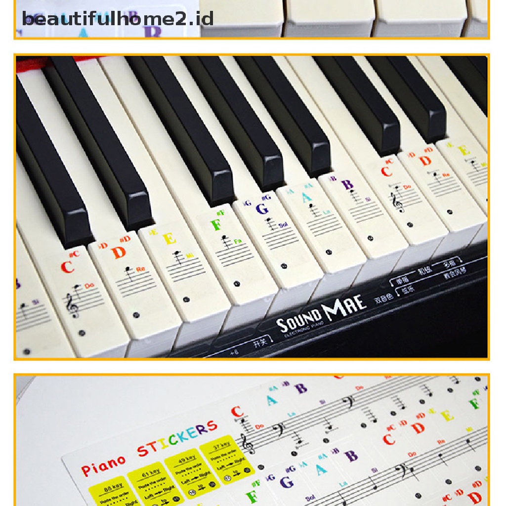 [beautifulhome2.id] Keyboard notes Sticker 88/61/54/49/37 keys Piano Sticker Transparent ID