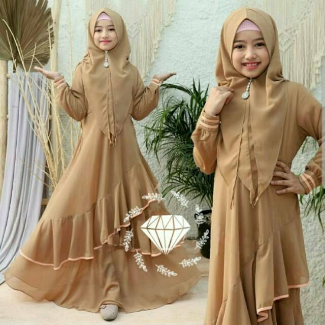 SYARI RAVINDRA KID, MOSCREPE, GAMIS HIJAB MUSLIM, DRESS